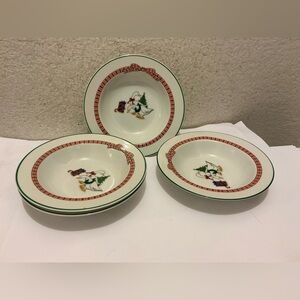 Vintage Anchor Hocking Holiday Memories Cereal Bowls Set Of 4